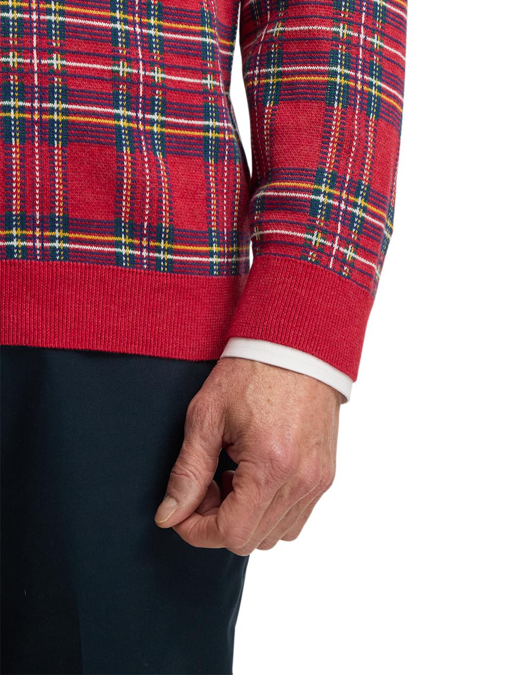 Cotton Quarter Zip Mock Neck Sweater - Red Product Image