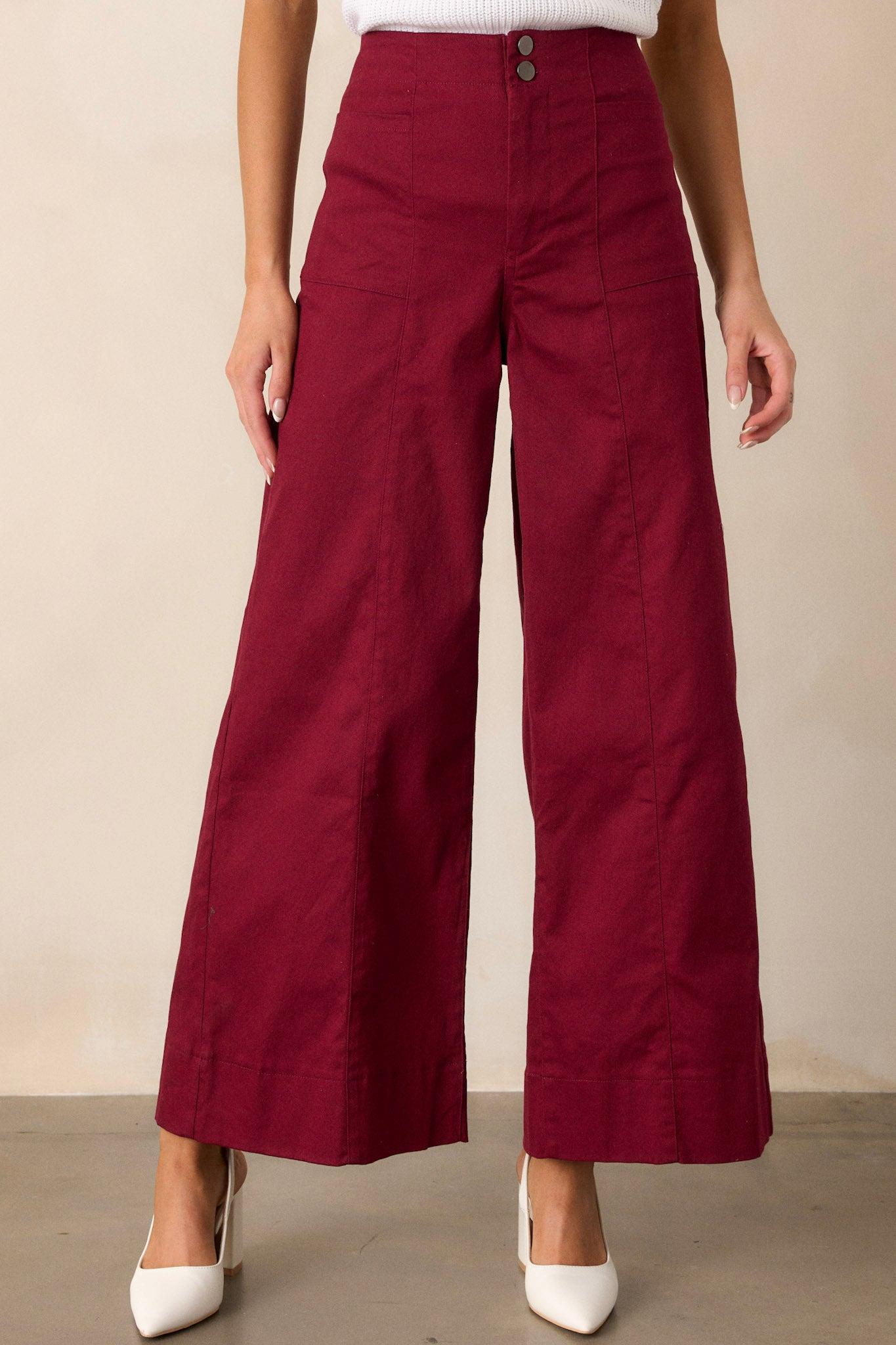 Daylight Glimmer Burgundy Wide Leg Pants Product Image