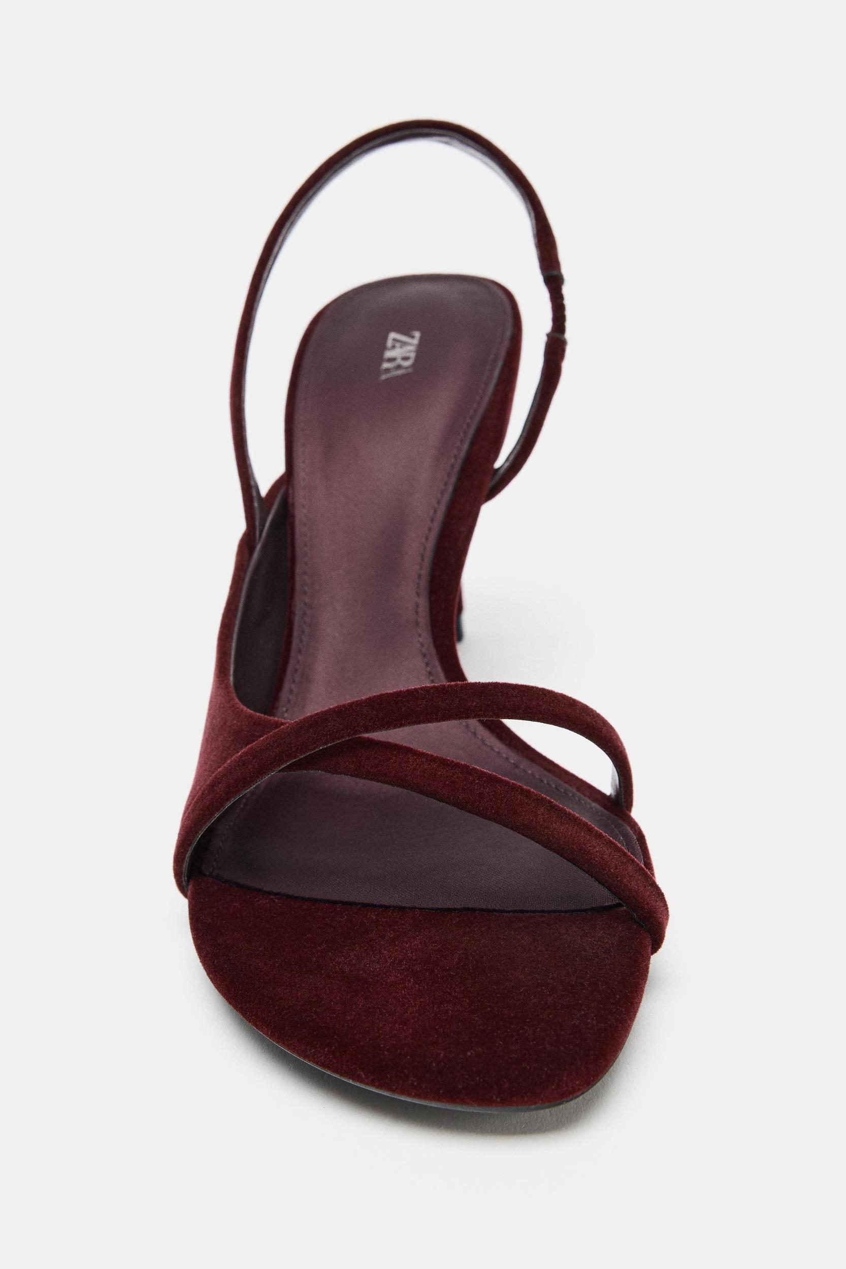 VELVET EFFECT HEELED SANDALS Product Image