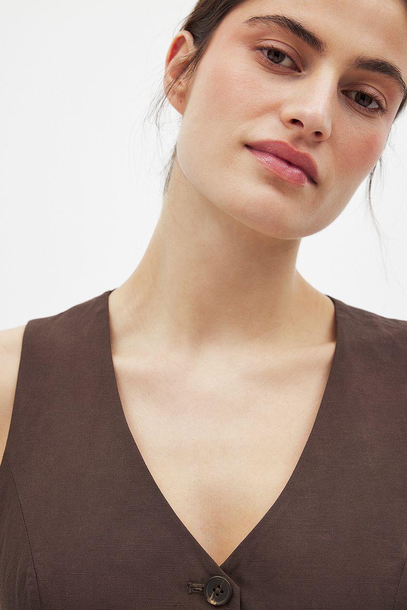 Linen Blend V Neck Vest Product Image