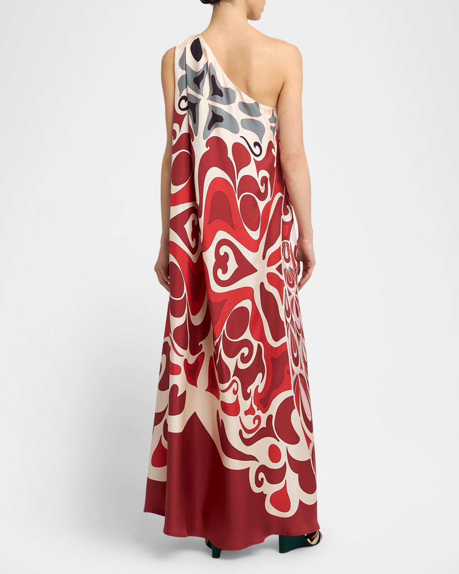 Roy Printed Silk One-Shoulder Maxi Dress Product Image