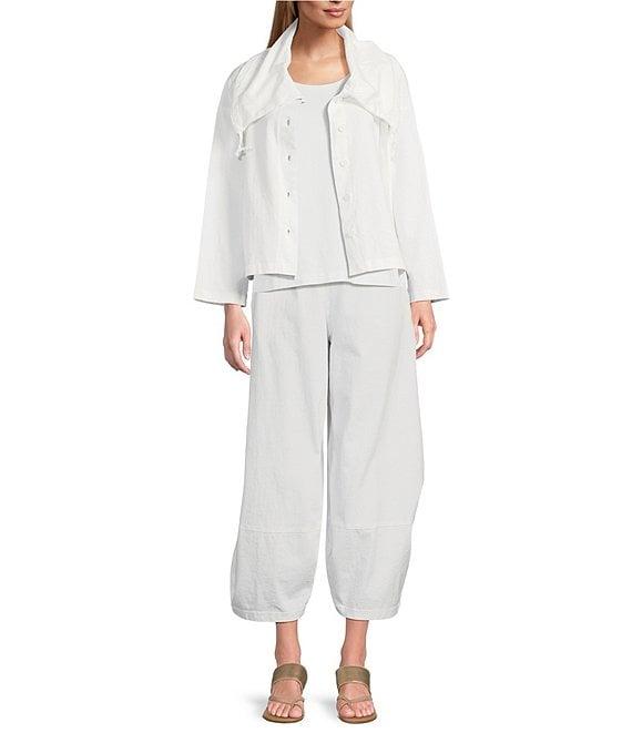 Bryn Walker Cotton Jersey Wide Pointed Collar Long Sleeve Button-Front Jacket Product Image