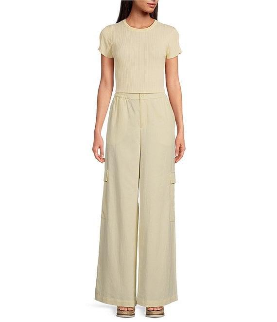 Le' AL.X Straight Leg High Rise Patch Pocket Cargo Trouser Pants Product Image