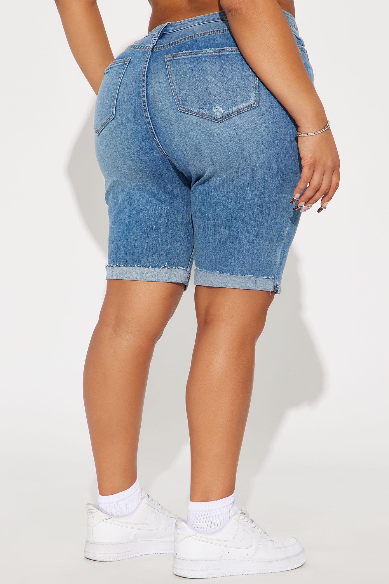 Almost There Stretch Denim Bermuda Shorts - Medium Wash Product Image