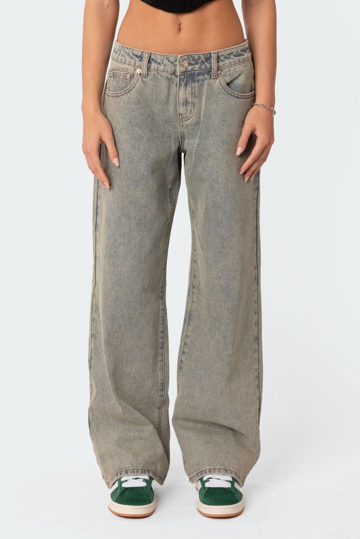 Magda Acid Wash Low Rise Baggy Jeans Product Image
