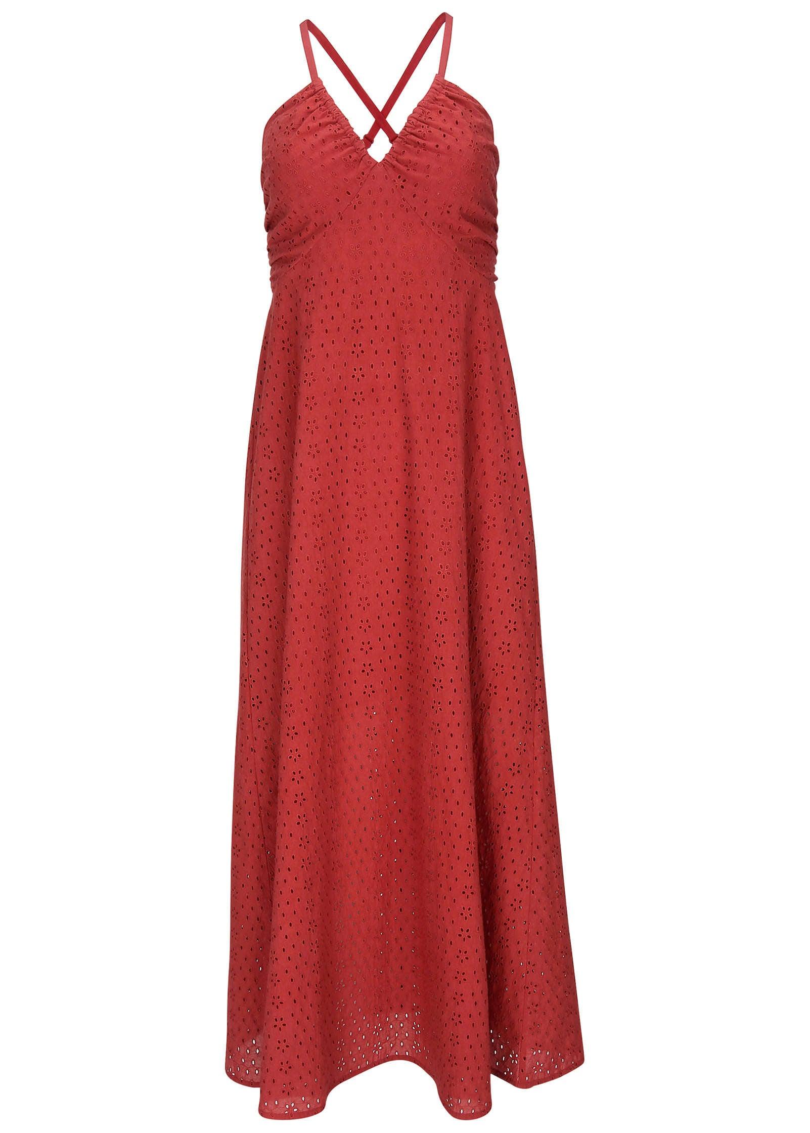 Strappy Back Eyelet Maxi - Rococco Red Product Image