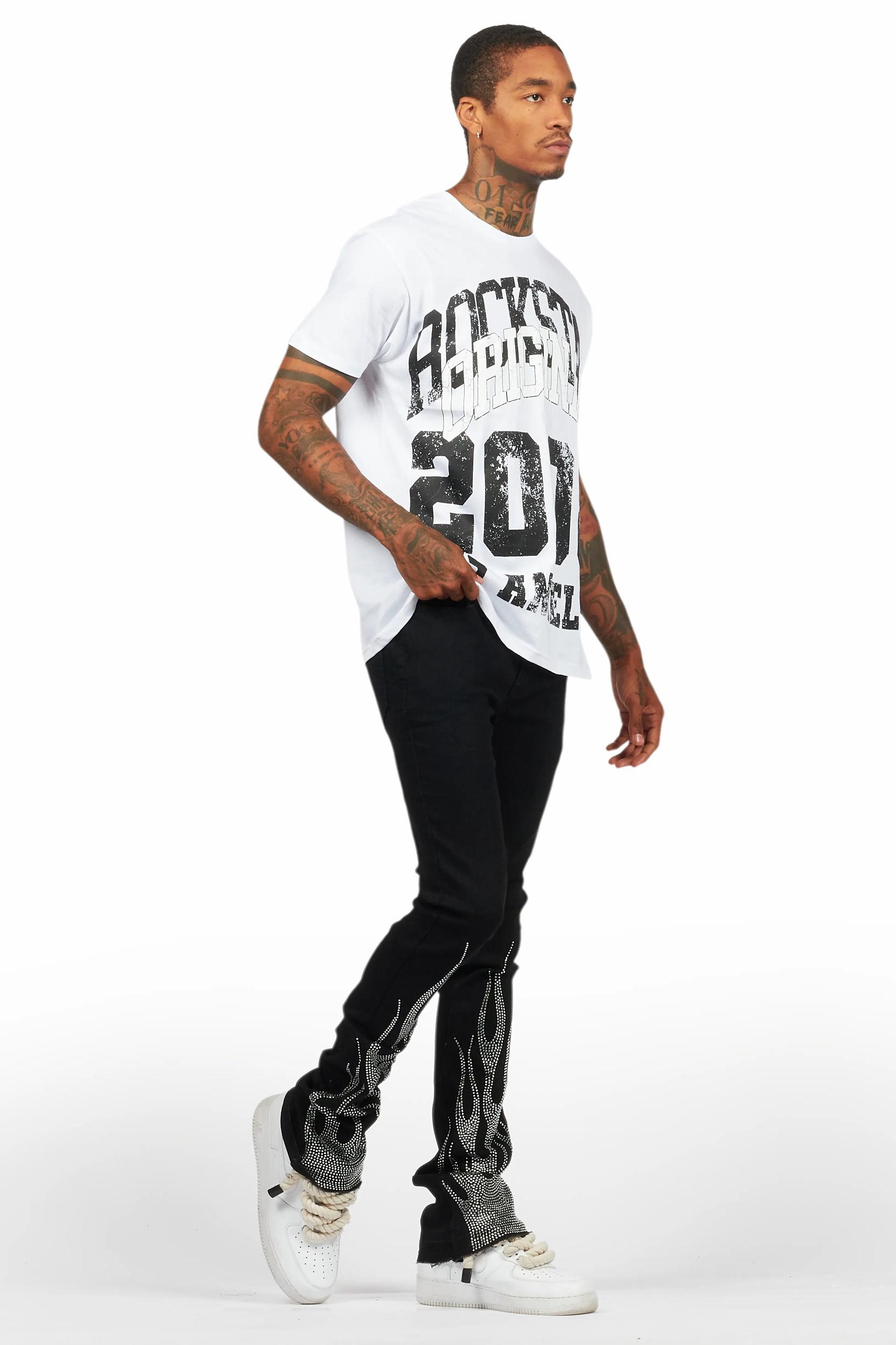 Samba Black Rhinestone Stacked Flare Jean Male Product Image