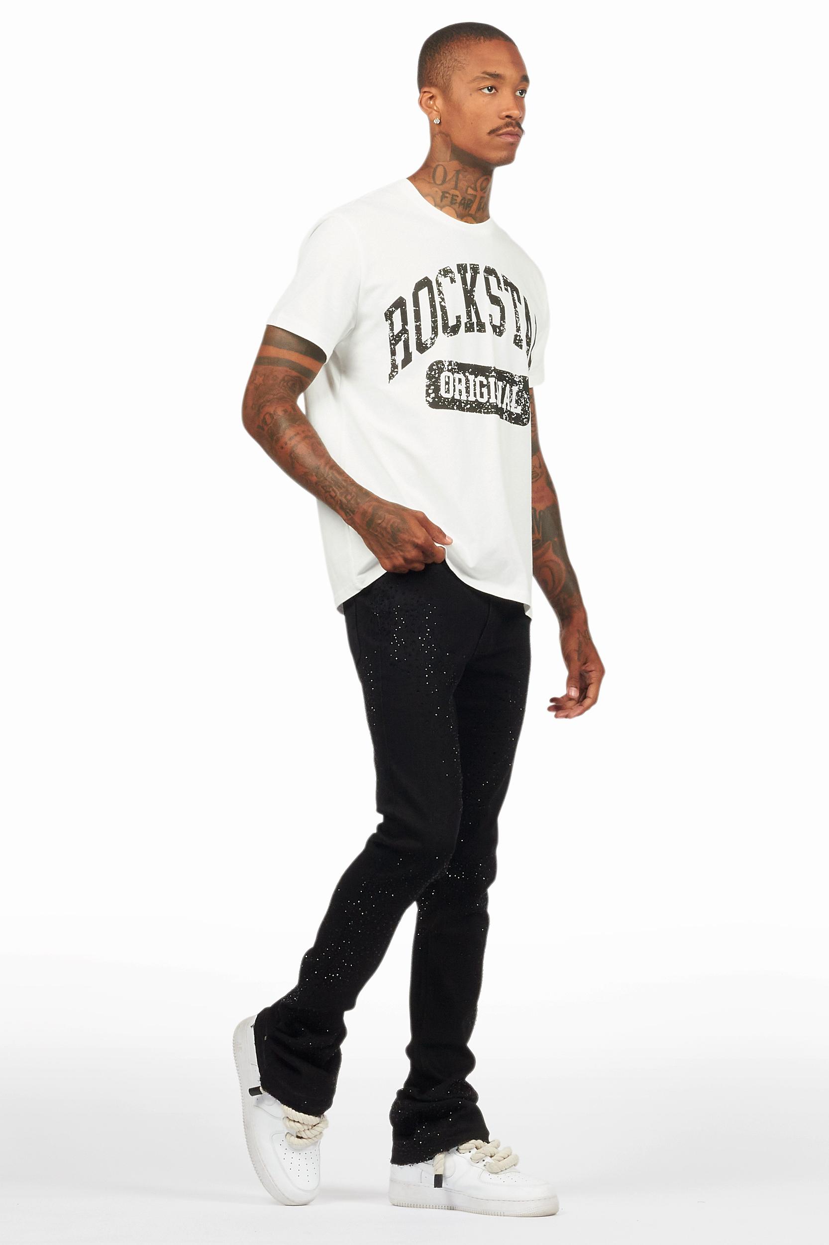 Carti Black Rhinestone Stacked Flare Jean Male Product Image