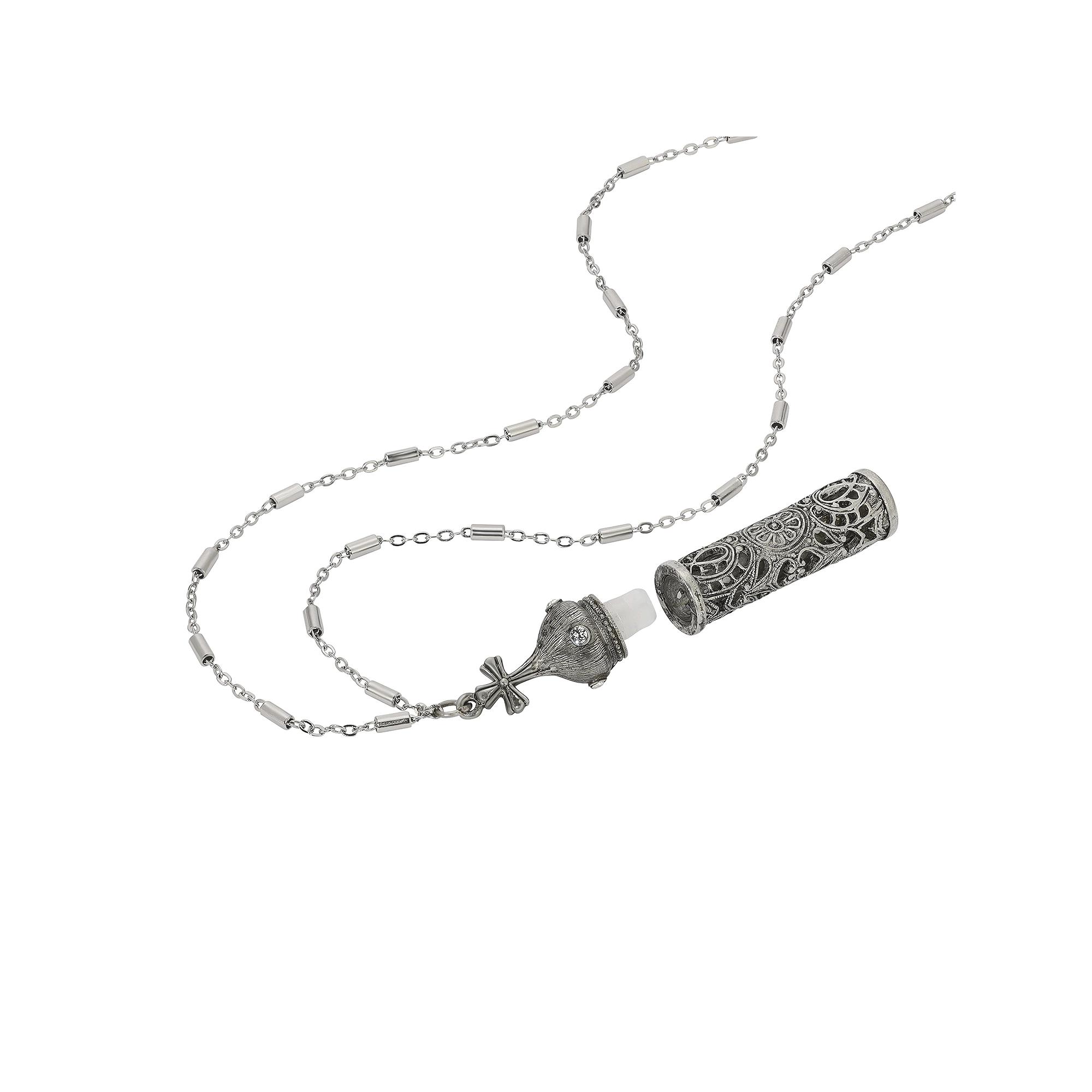 Symbols of Faith Silver Tone Holy Water Vial Necklace, Womens, Gray Product Image