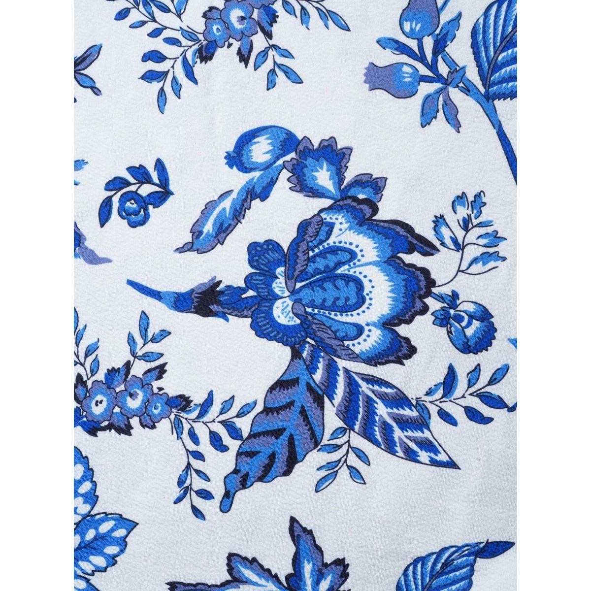 Plus Size Floral Print Flared Midi Skirt Women LightBlue Elegant Contrast Bodycon Low stretch Side seam pocket Everyday-Elegant Skirts BloomChic 10/M Product Image