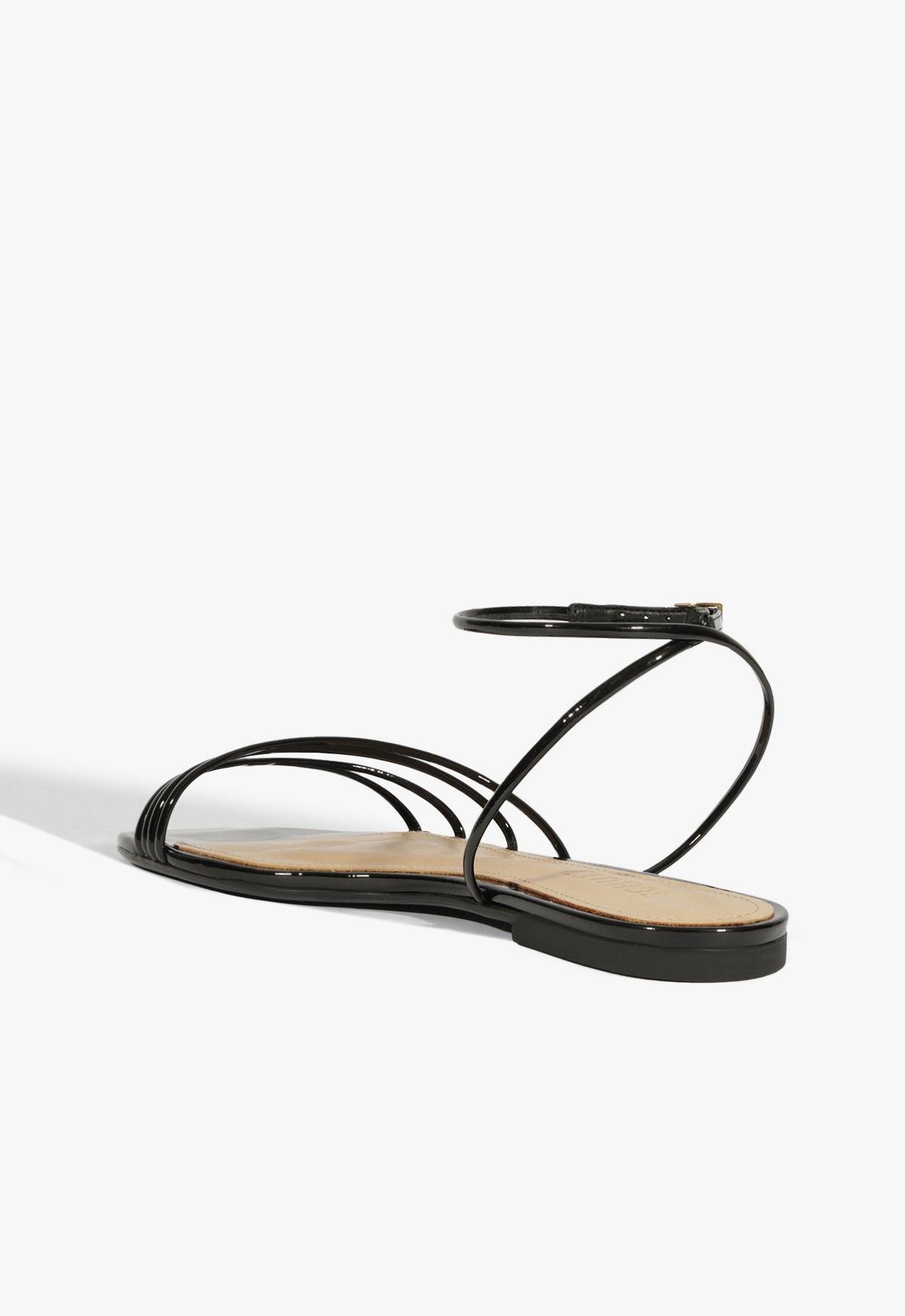Inez Black Leather Flat Sandal Product Image