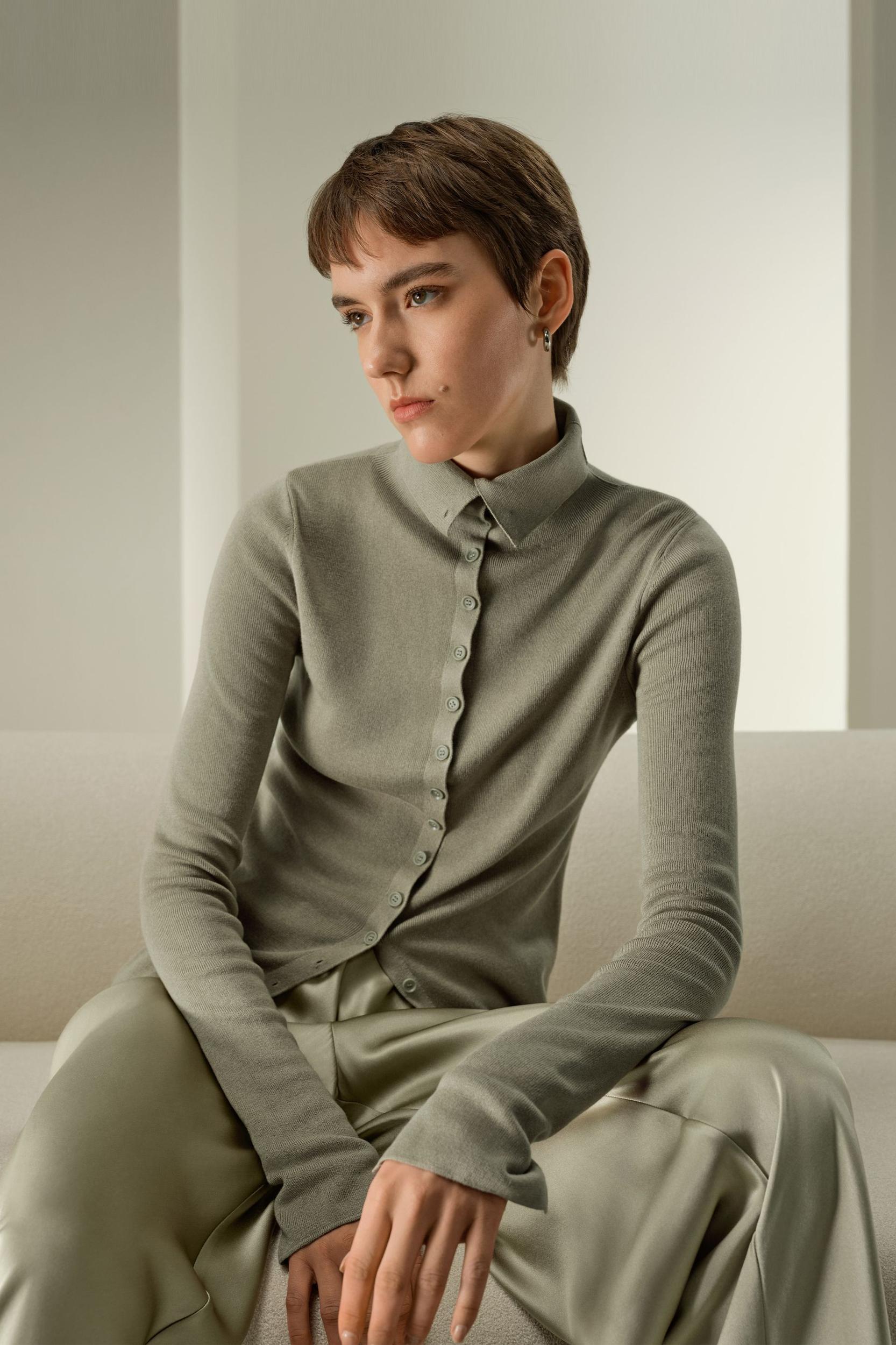 Slim Fit Silk Cashmere Sweater Product Image