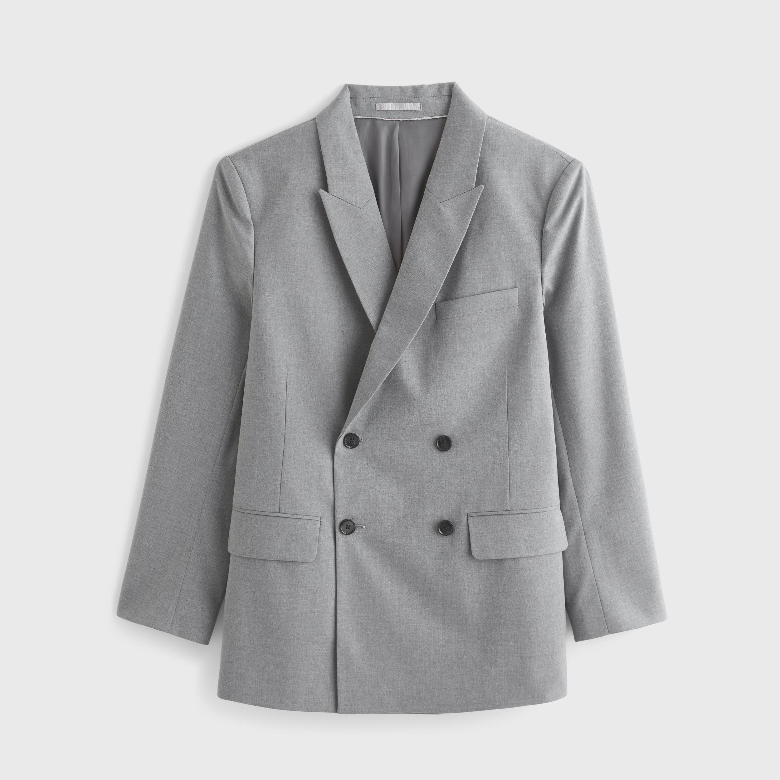 The A&F Collins Double-Breasted Cotton-Texture Blazer Product Image