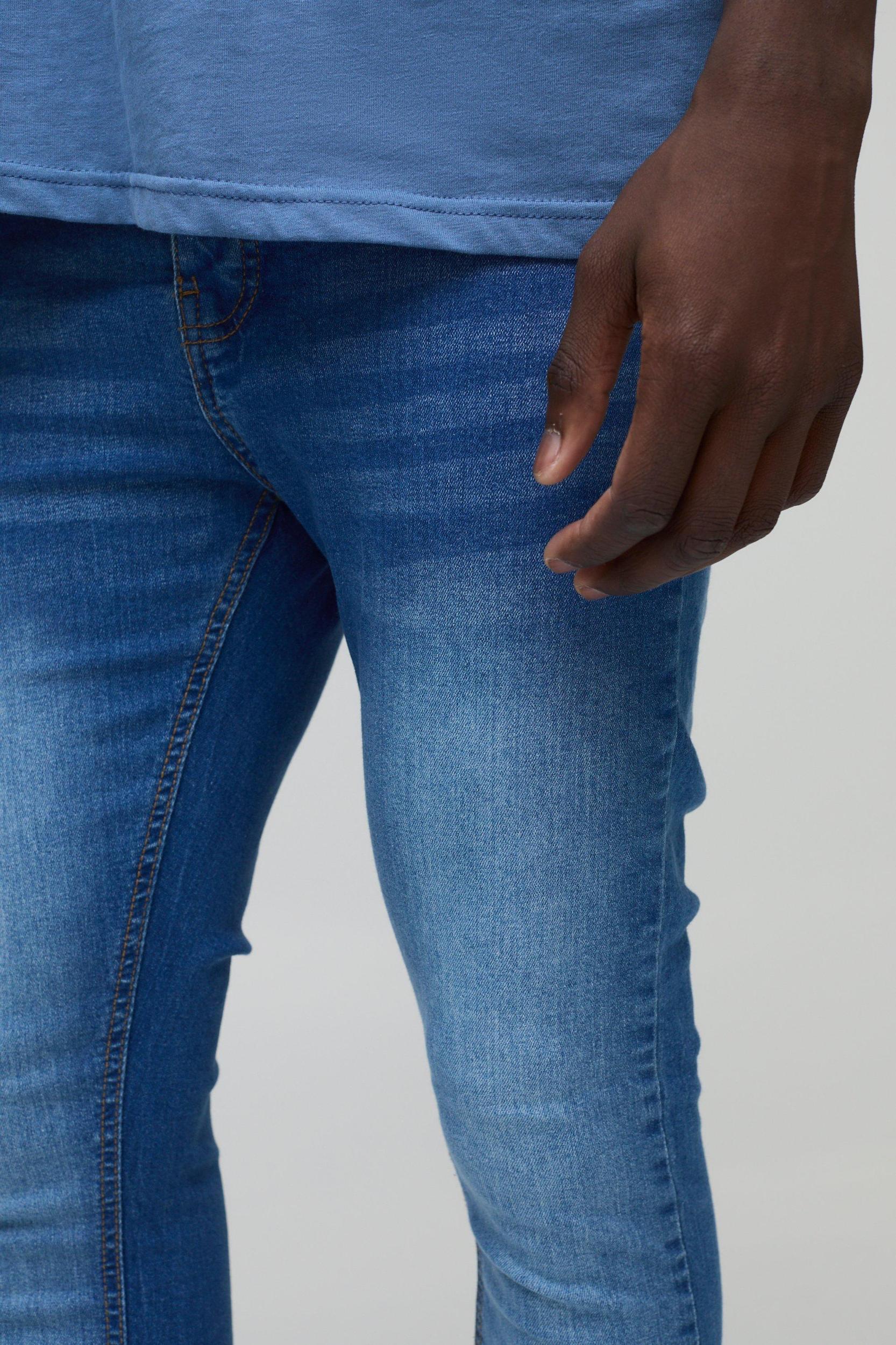Super Skinny Stretch Jean In Light Blue | boohooMAN USA Product Image
