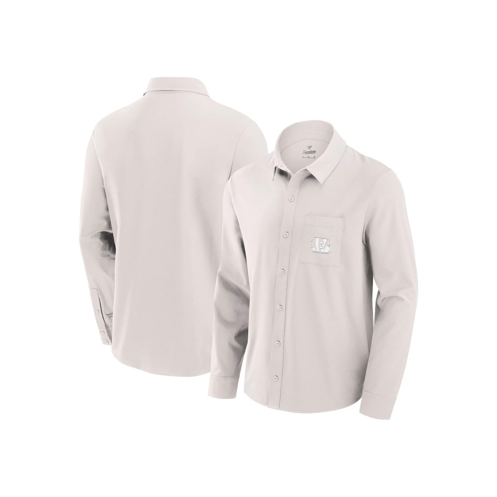 Men's Fanatics Cream Cincinnati Bengals Front Office Long Sleeve Button-Up Shirt,  Product Image