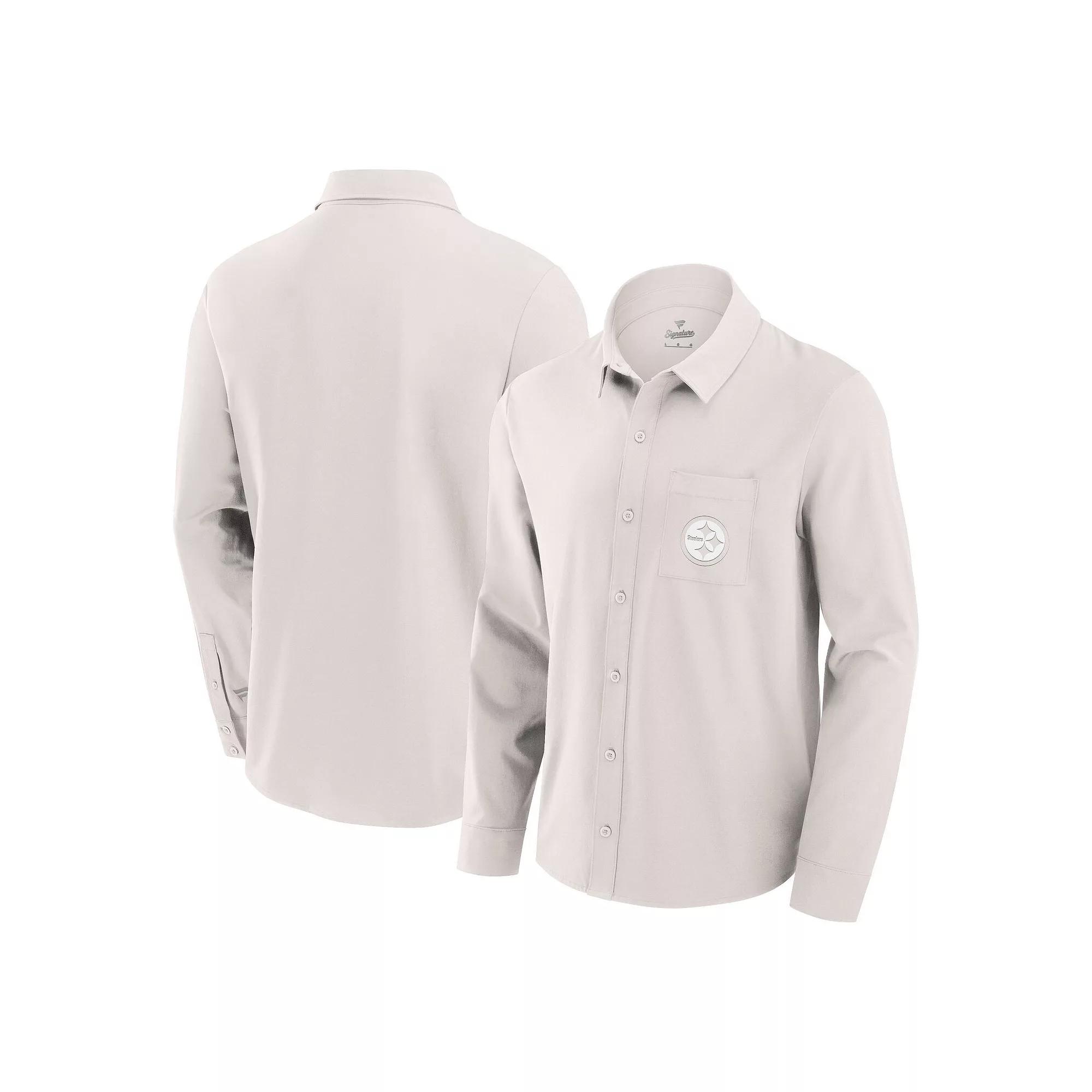 Men's Fanatics Cream Pittsburgh Steelers Front Office Long Sleeve Button-Up Shirt,  Product Image