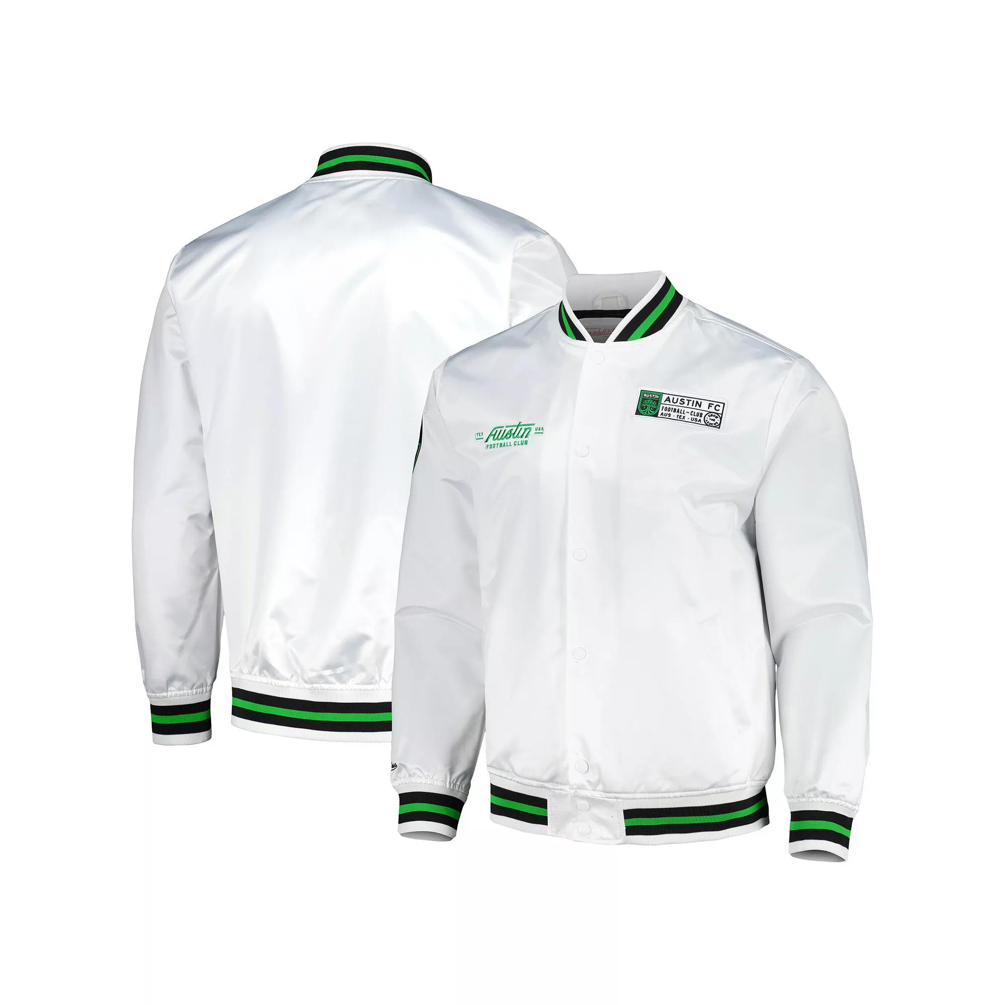 Men's Mitchell & Ness White Austin FC City Full-Snap Satin Jacket,  Product Image