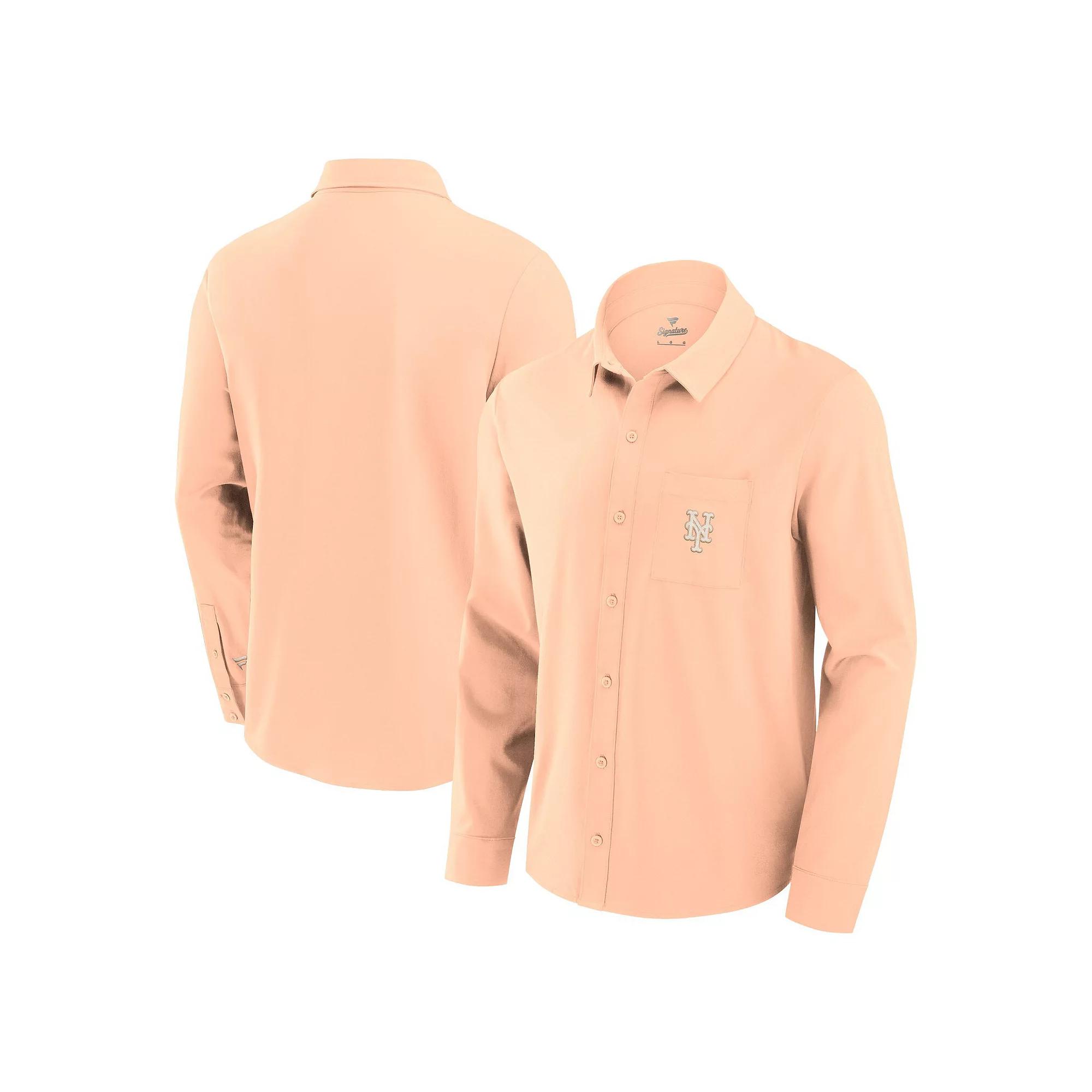 Men's Fanatics Light Pink New York Mets Front Office Long Sleeve Button-Up Shirt,  Product Image