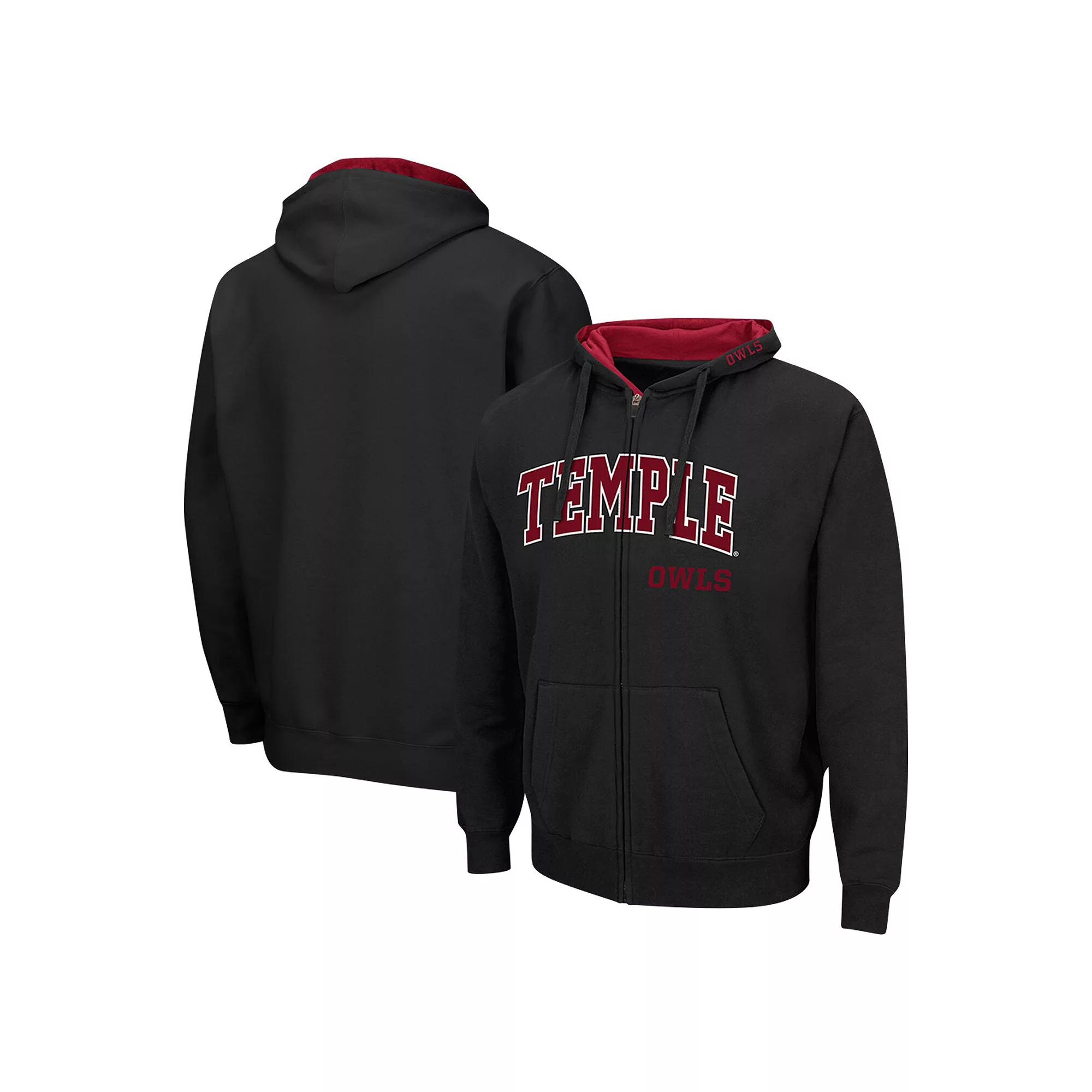 Men's Colosseum Black Temple Owls Arch & Logo 3.0 Full-Zip Hoodie,  Product Image