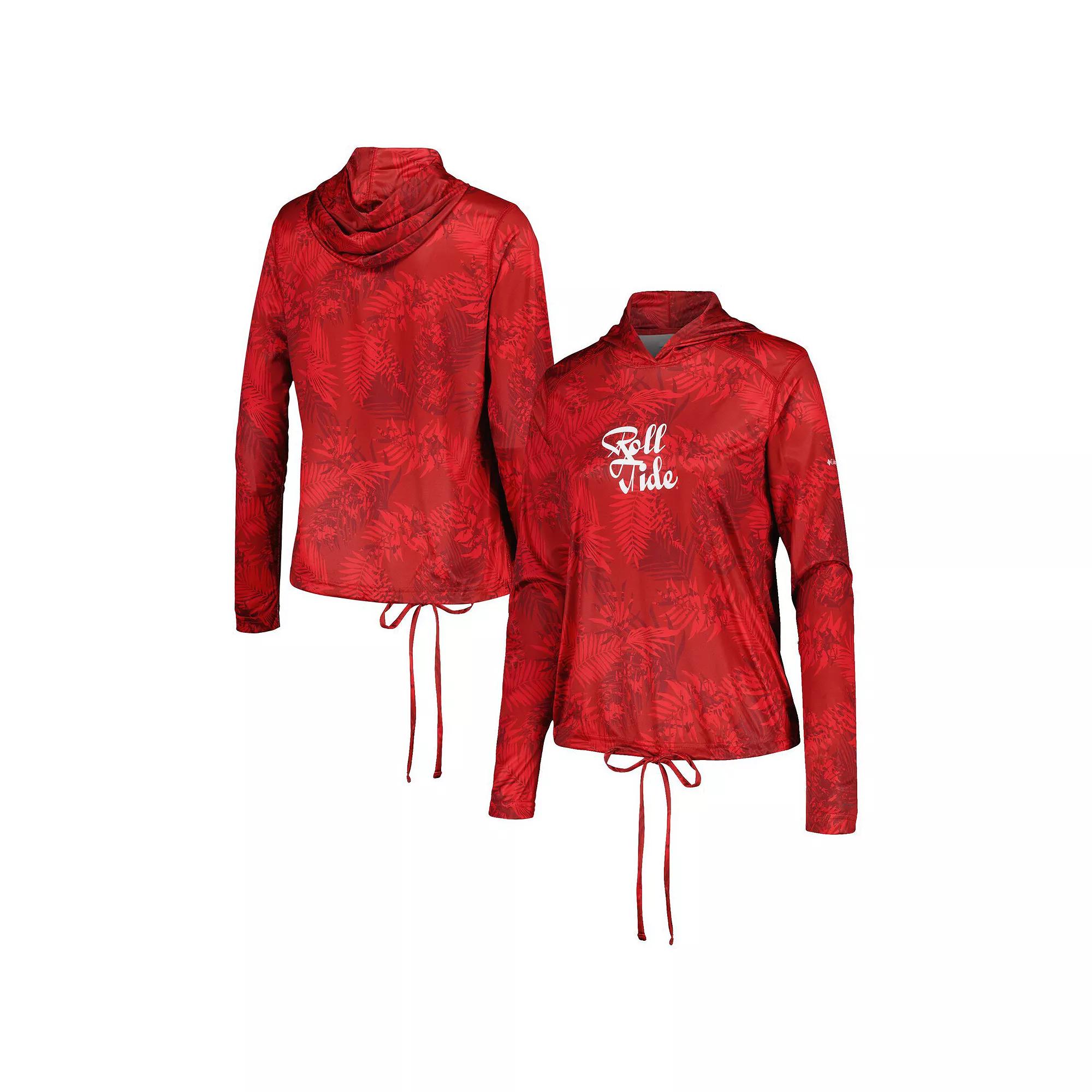 Women's Columbia Crimson Alabama Crimson Tide Summerdry Printed Long Sleeve Hoodie T-Shirt,  Product Image