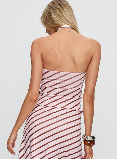 Esmeray Midi Skirt Pink Stripe Product Image