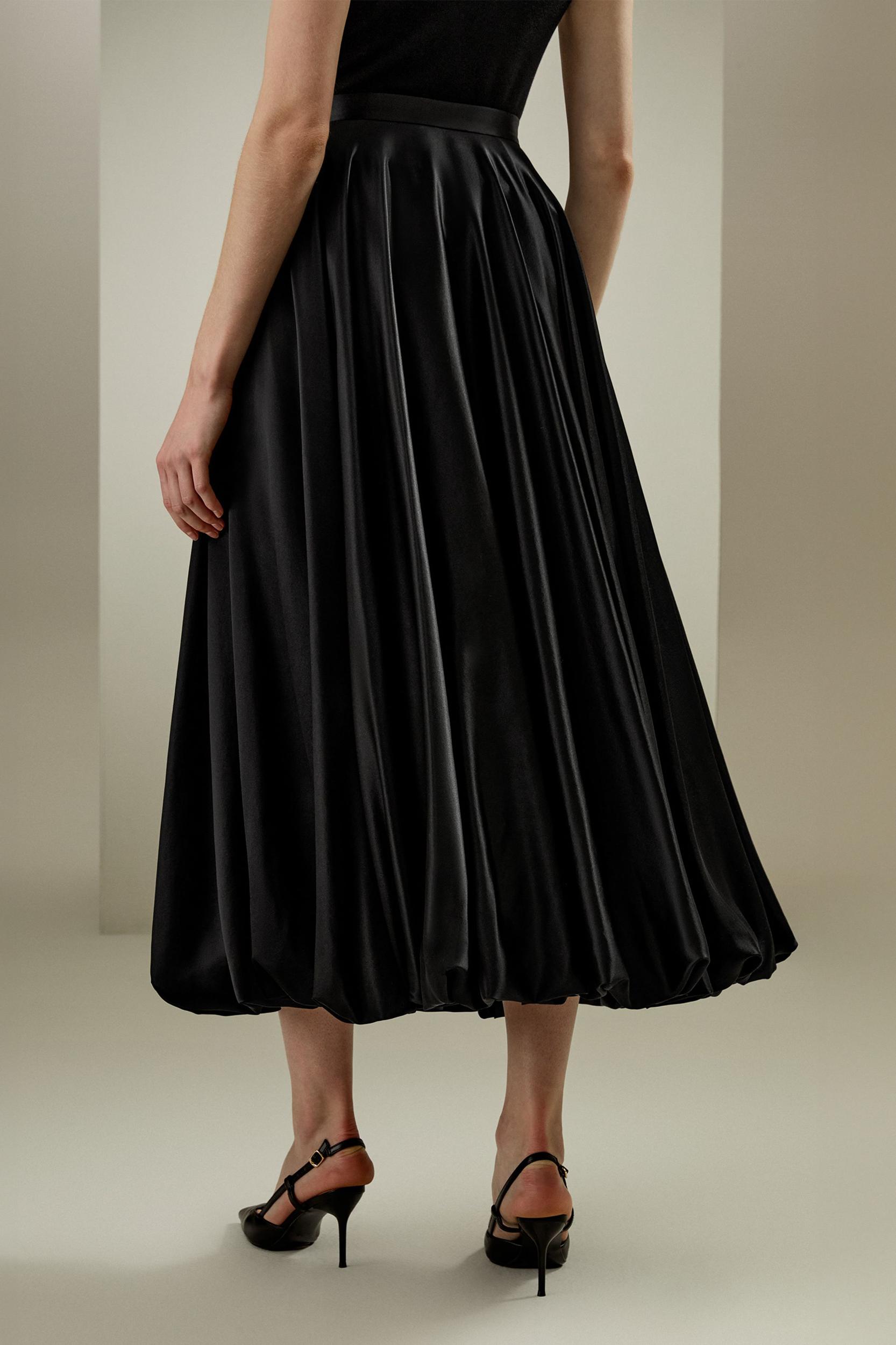 LILYSILK Womens Long Silk Skirt - Black Durable Silk - Flowing Snow Drop Skirt 14 Product Image