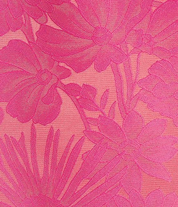 Caroline Rose Floral Jacquard Scoop Neck 3/4 Sleeve Ruffle Bell Cuff Shift Dress Product Image