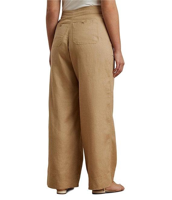 Lauren Ralph Lauren Plus Size Linen Wide Leg Pants Product Image