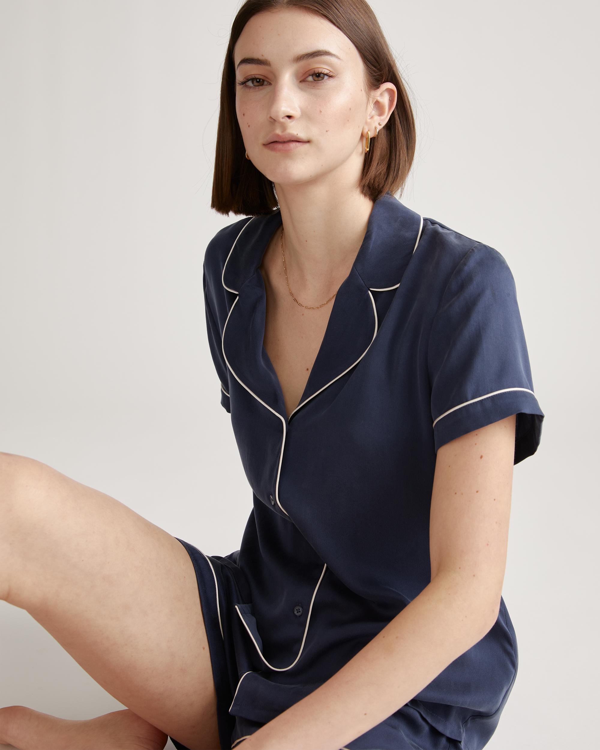 Quince | Women's Pajama Top with Piping Size XL, Silk Product Image