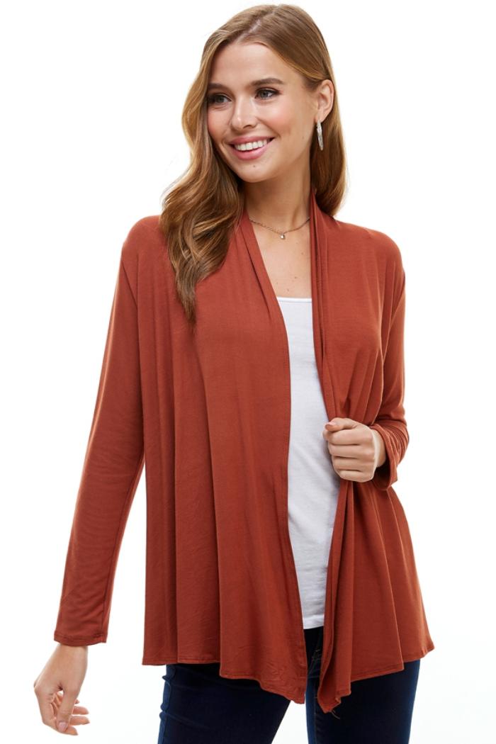 Long Sleeve Open Front Drape Cardigan Product Image