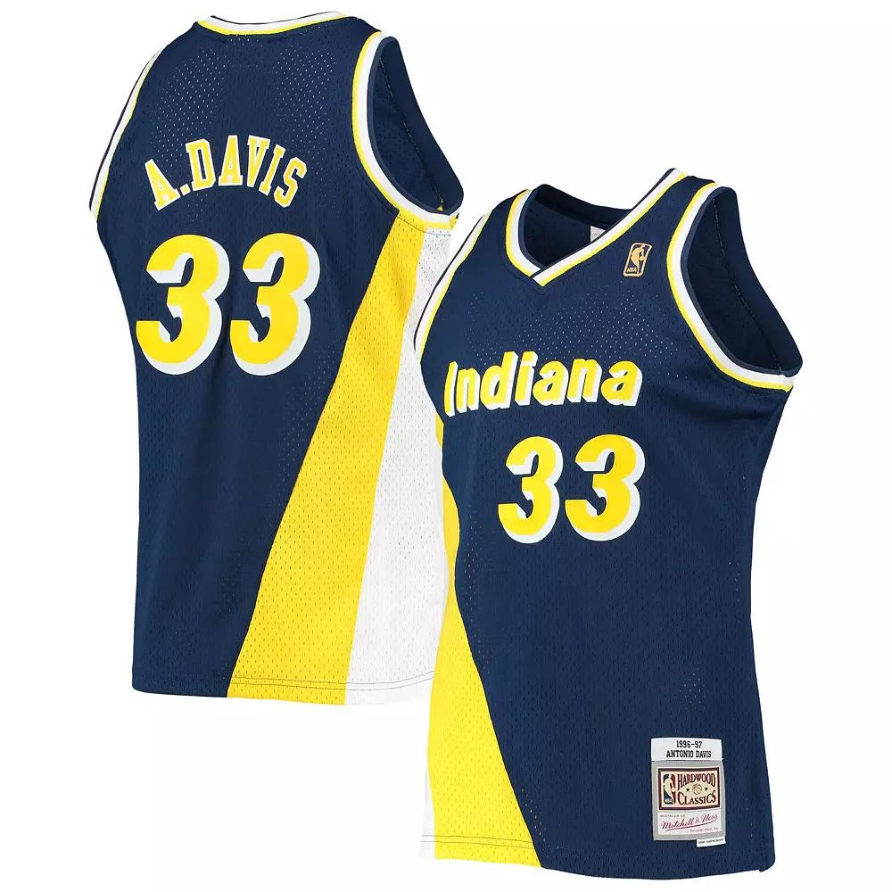 Men's Mitchell & Ness Antonio Davis Navy Indiana Pacers 1996-97 Hardwood Classics Swingman Jersey, Size: Small, Blue Product Image