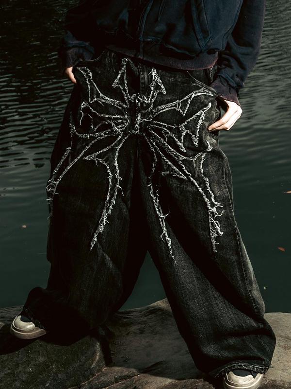 Men's Graphic Print Loose Jeans Product Image