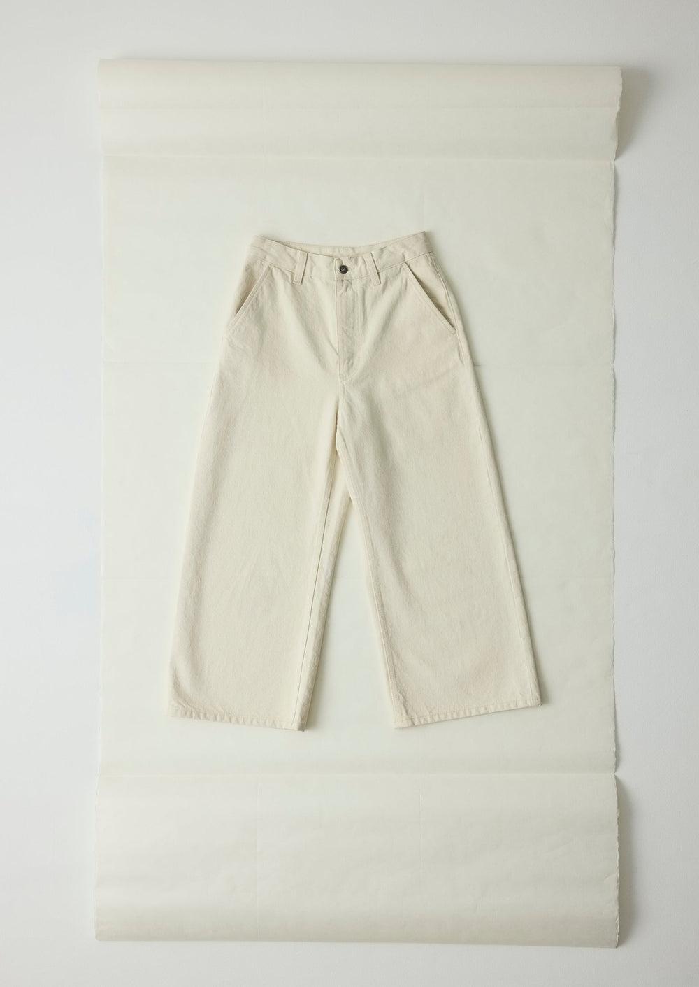 Relaxed Wide Leg Denim Pants | Ecru Product Image