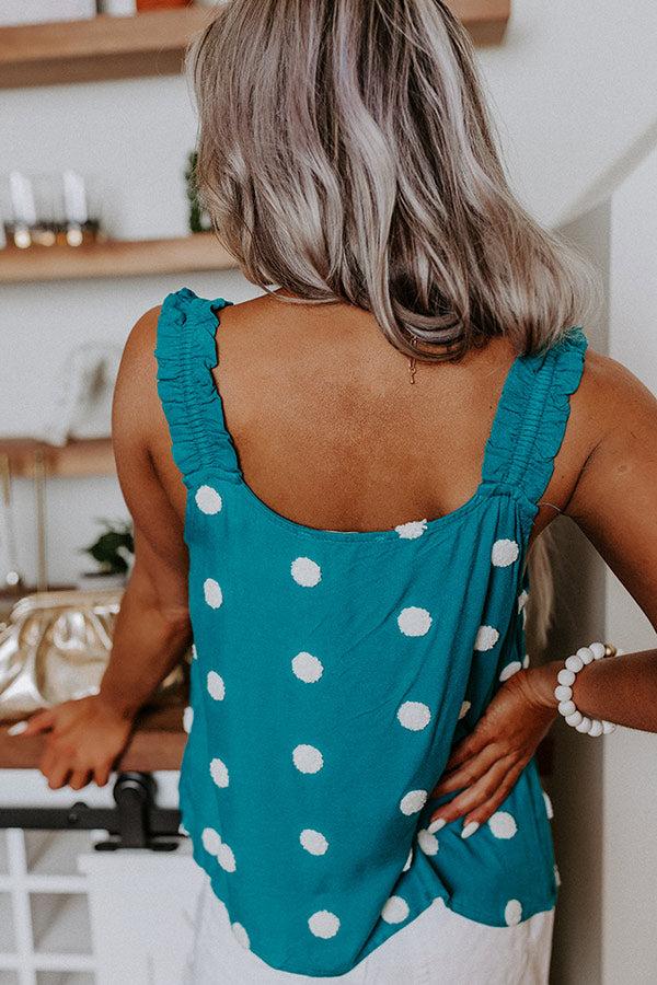 San Fran Frills Polka Dot Top In Teal Product Image