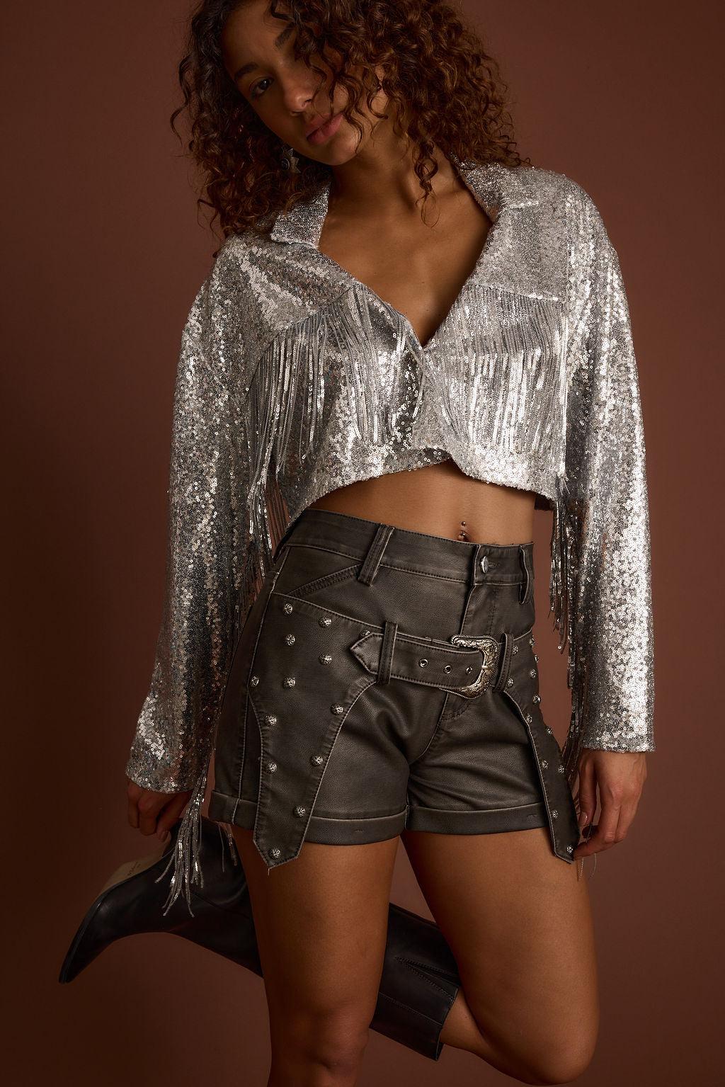 Star Crossed Sequin Fringe Jacket Product Image
