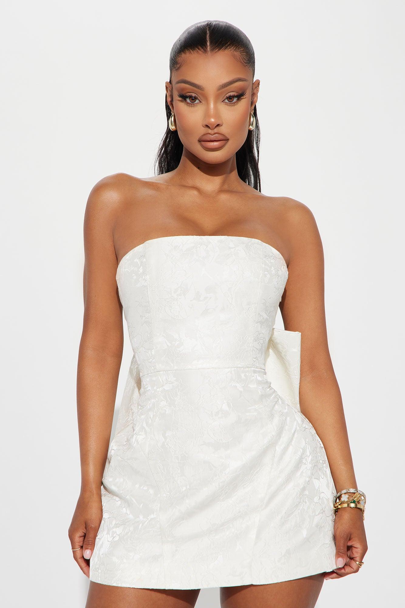 Grace Strapless Micro Mini Dress - Ivory Product Image