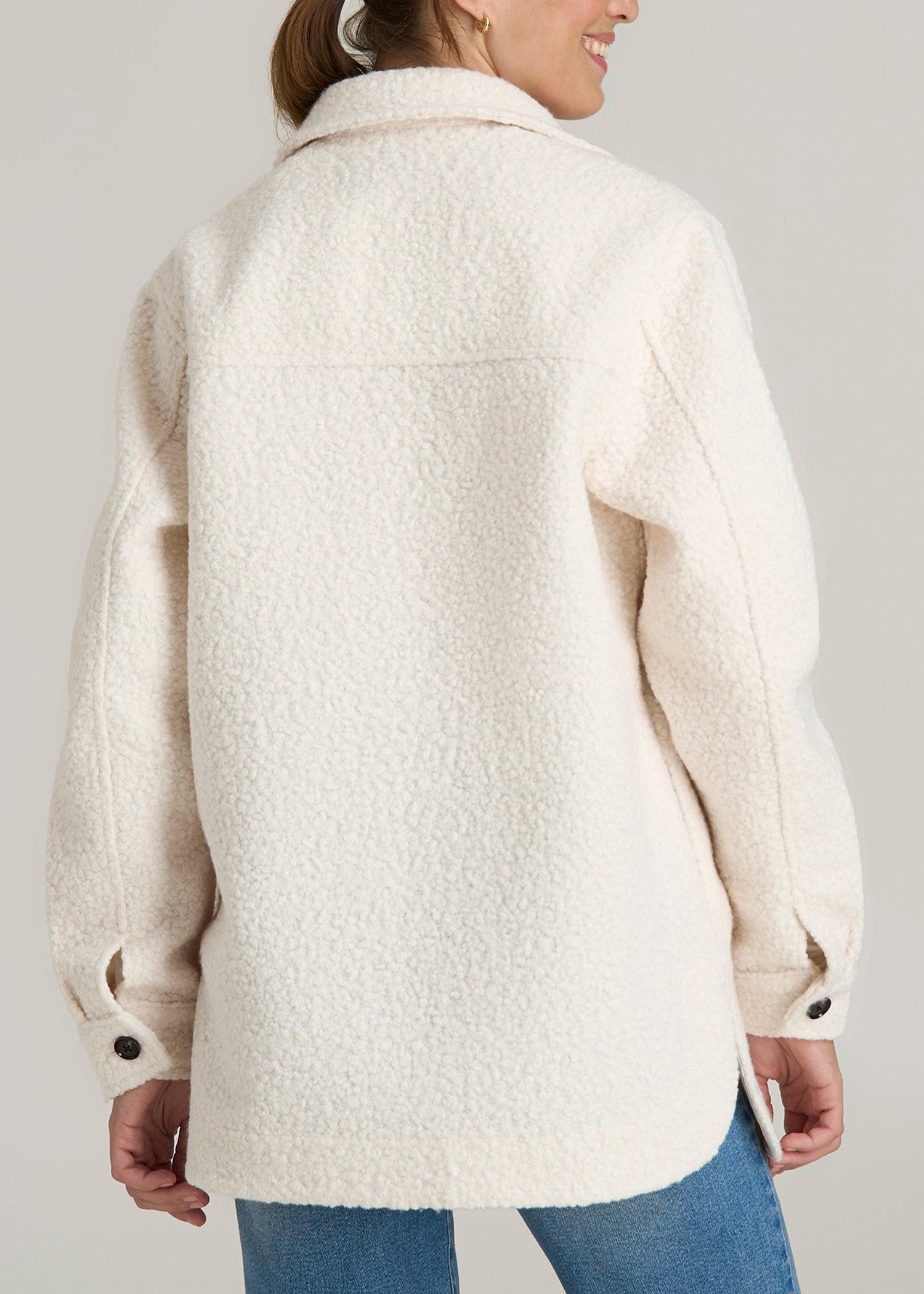 Relaxed Boucle Shacket for Tall Women in Winter White Female Product Image