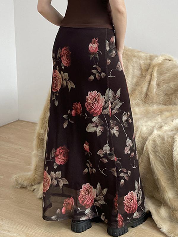 Gentle Floral Print Maxi Skirt Product Image