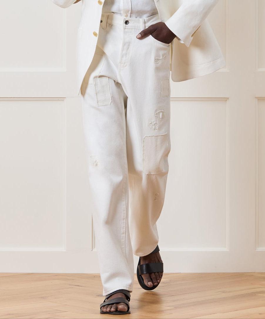 Relaxed Selvedge Jean in Distressed White Product Image