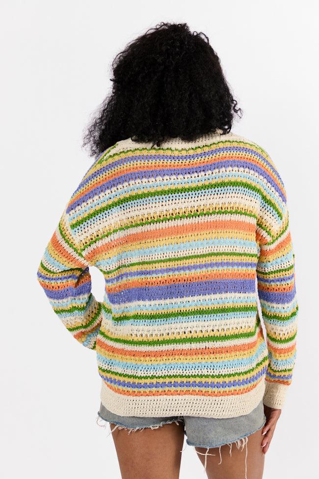 Drive Down Main Purple Multi Striped Open Knit Cardigan FINAL SALE Product Image