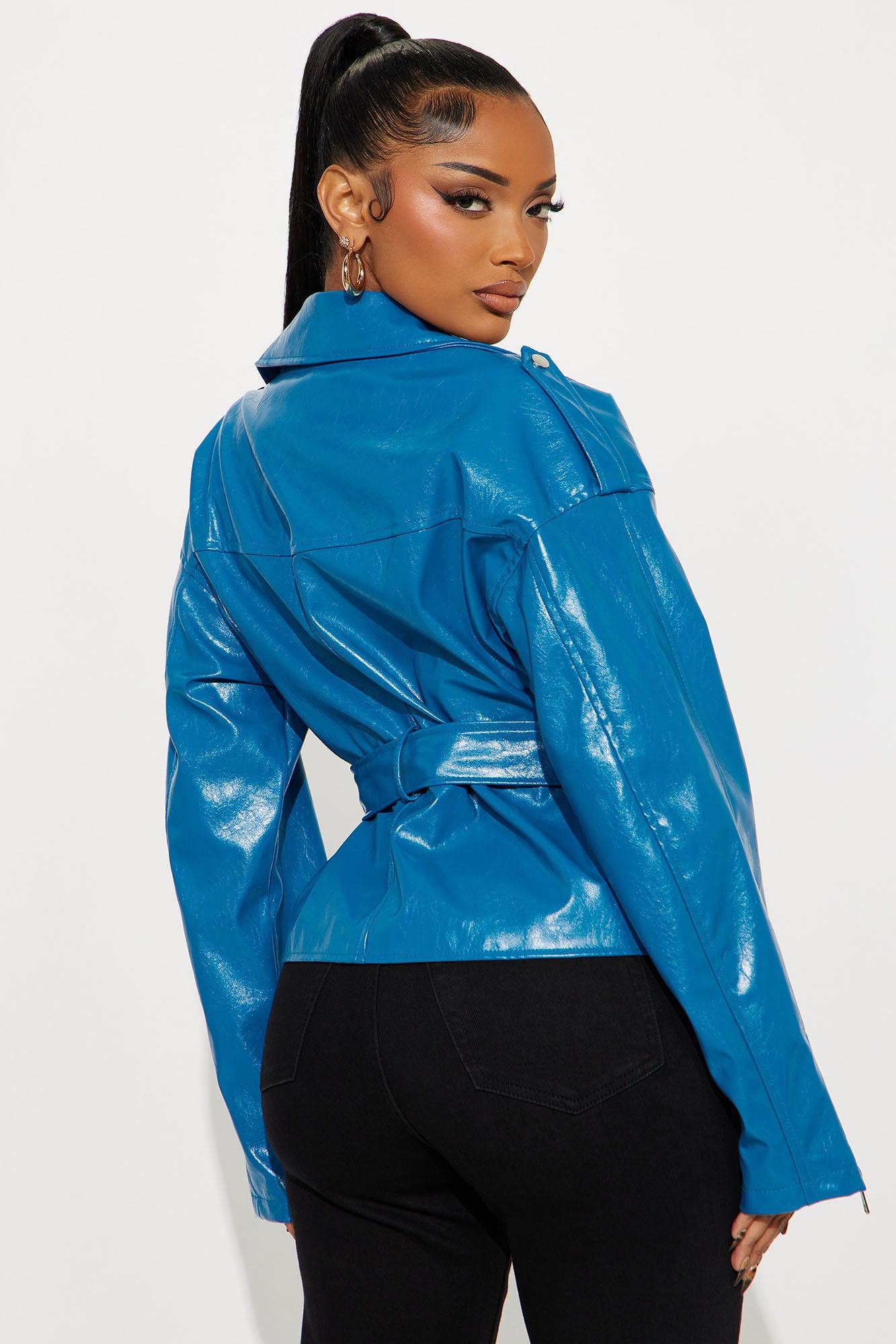 Moving On Faux Leather Moto Jacket - Teal Product Image