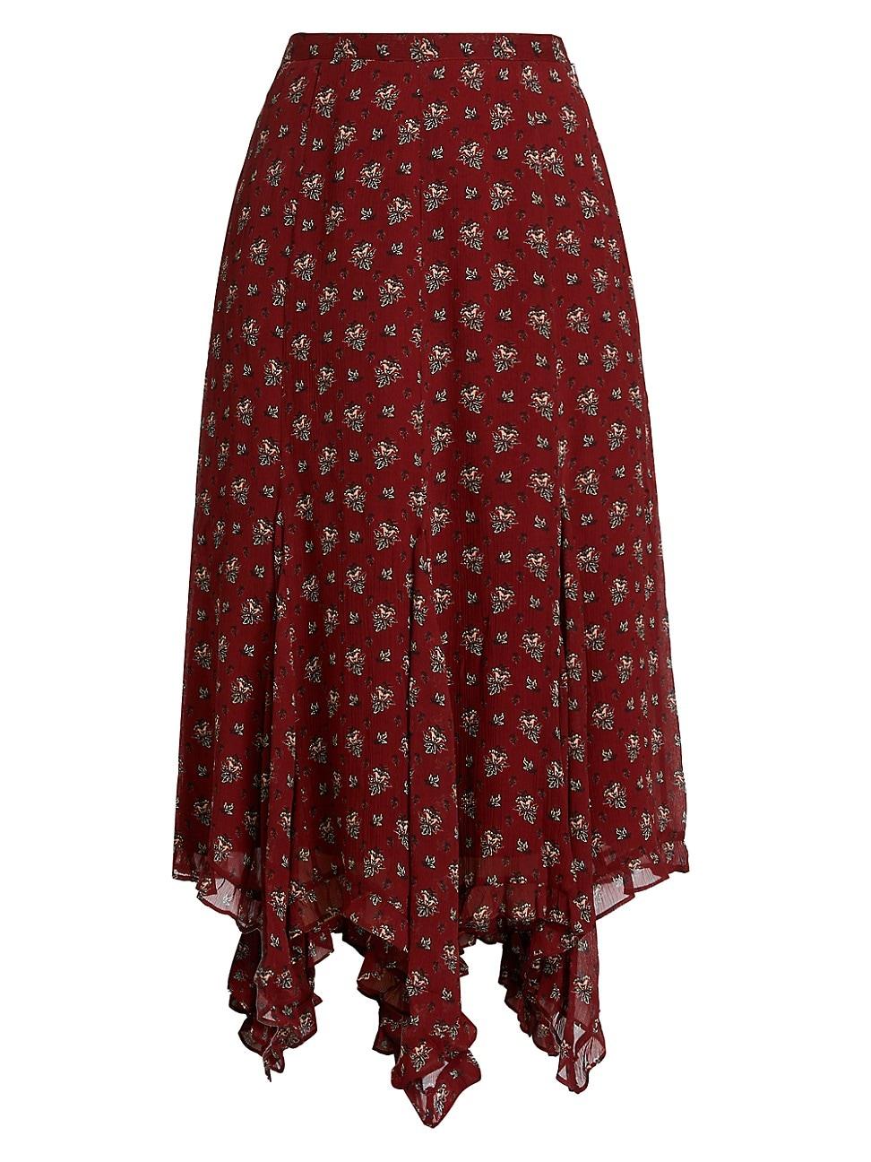 Womens Rotelle Floral Silk Midi-Skirt Product Image