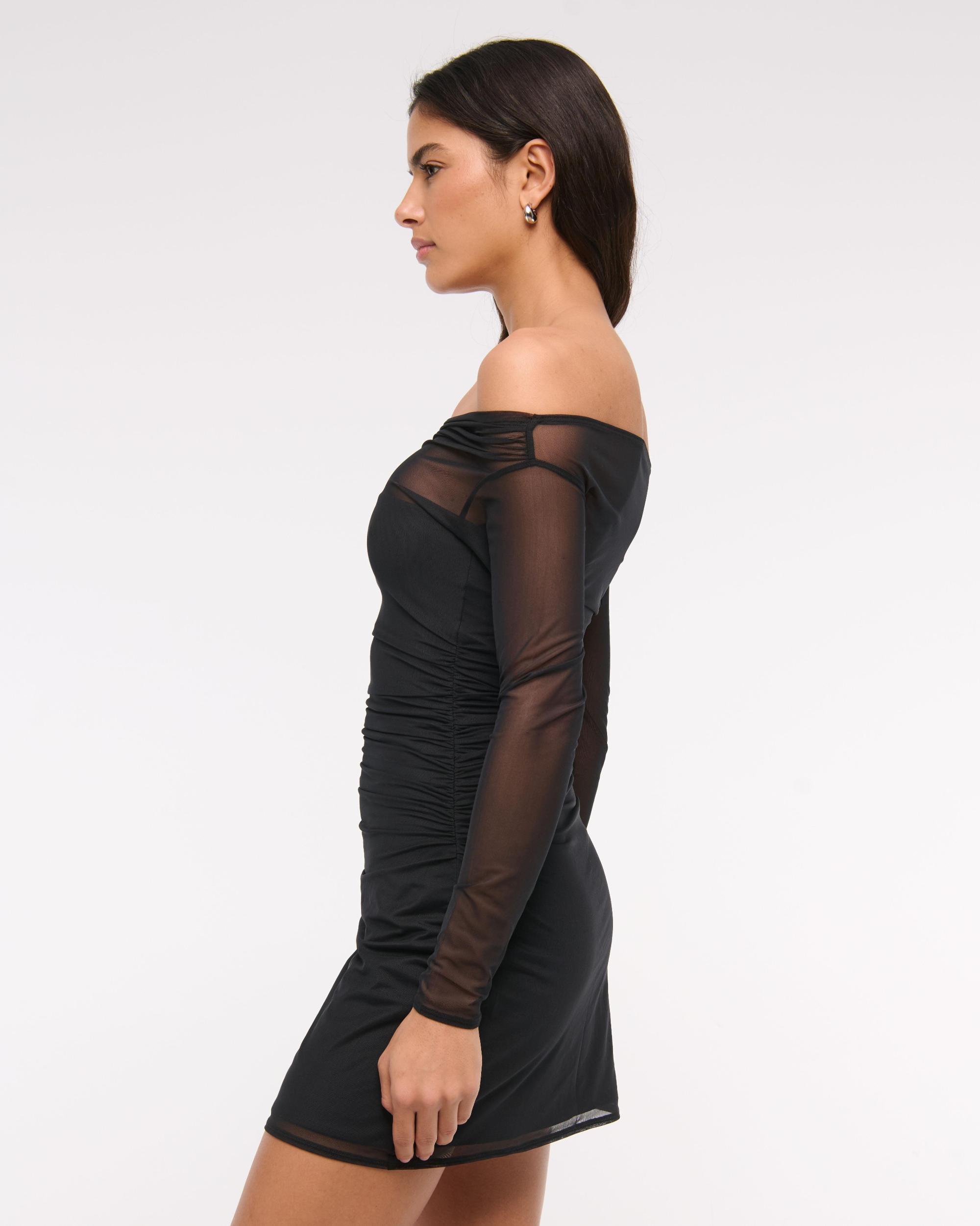 Off-The-Shoulder Mesh Mini Dress Product Image