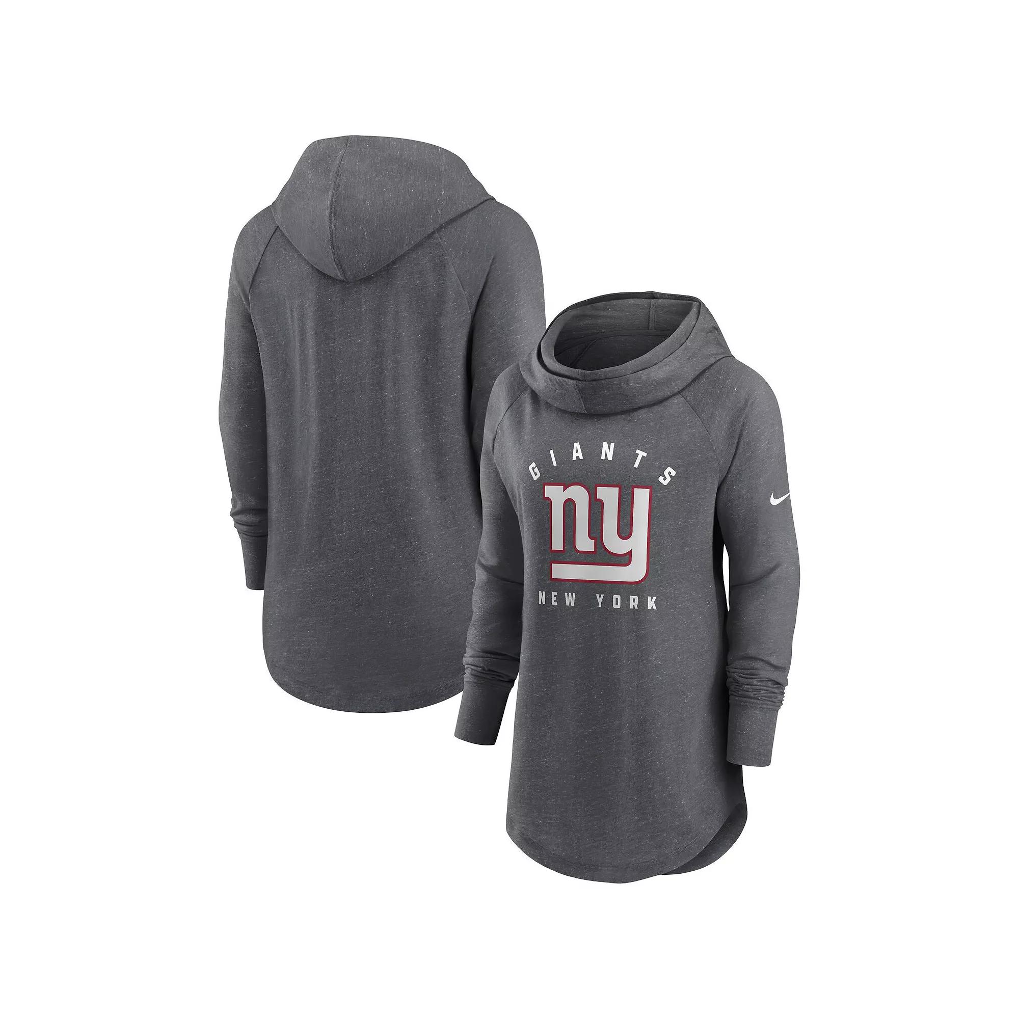 Women's Nike Heather Charcoal New York Giants Raglan Funnel Neck Pullover Hoodie, Size: Large Product Image