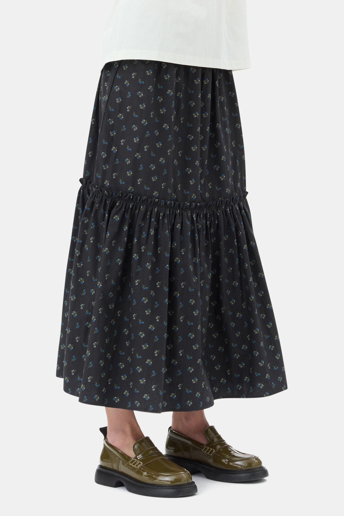 Black Floral Printed Maxi Skirt Product Image