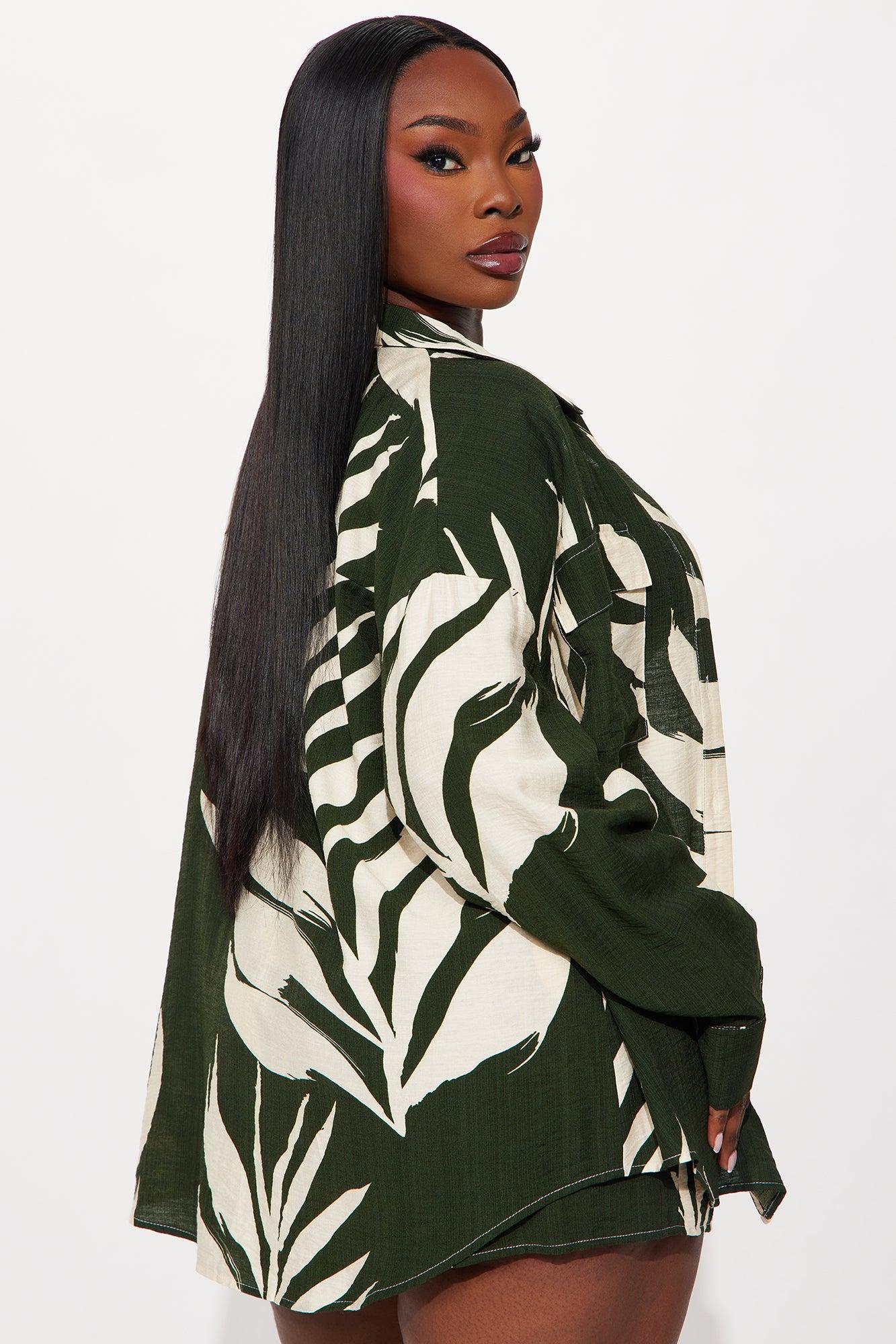 In The Tropics Linen Short Set - Hunter Female Product Image