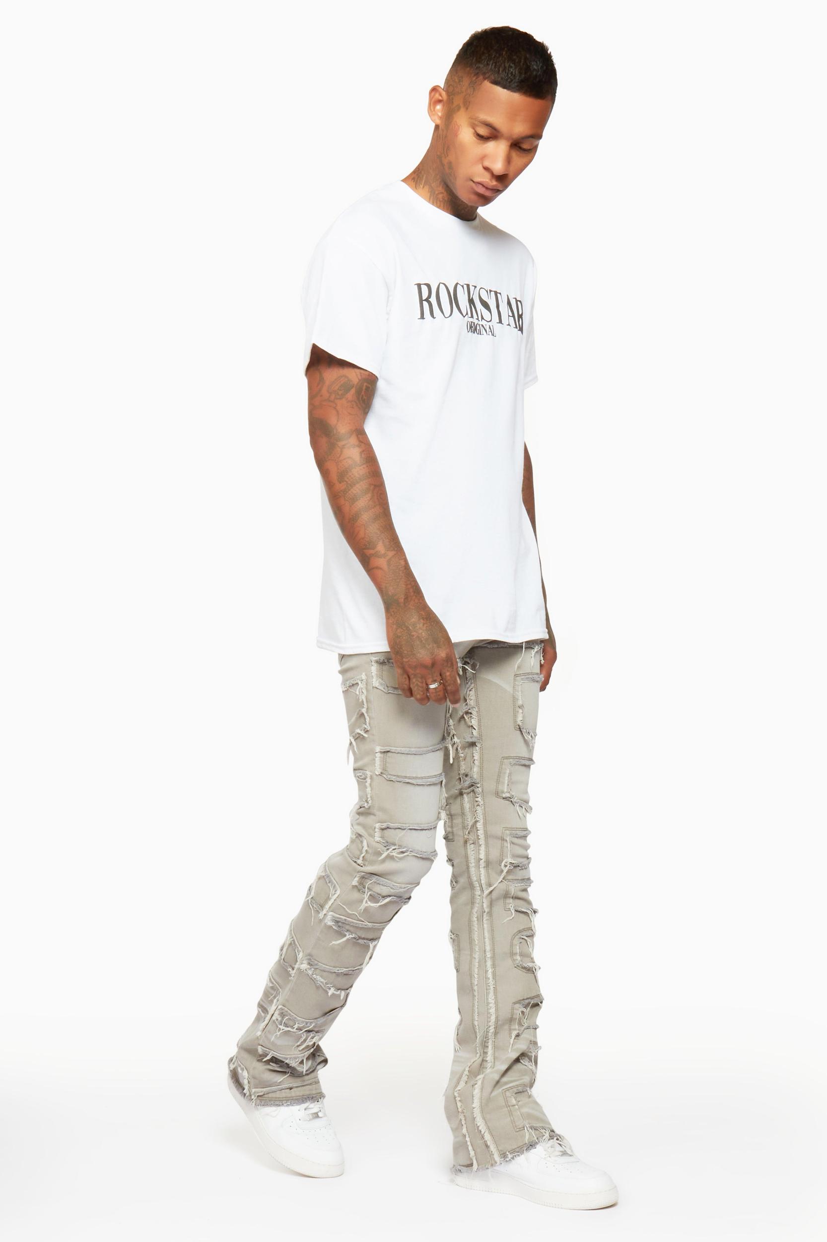 Shake Grey Stacked Flare Jean Male Product Image