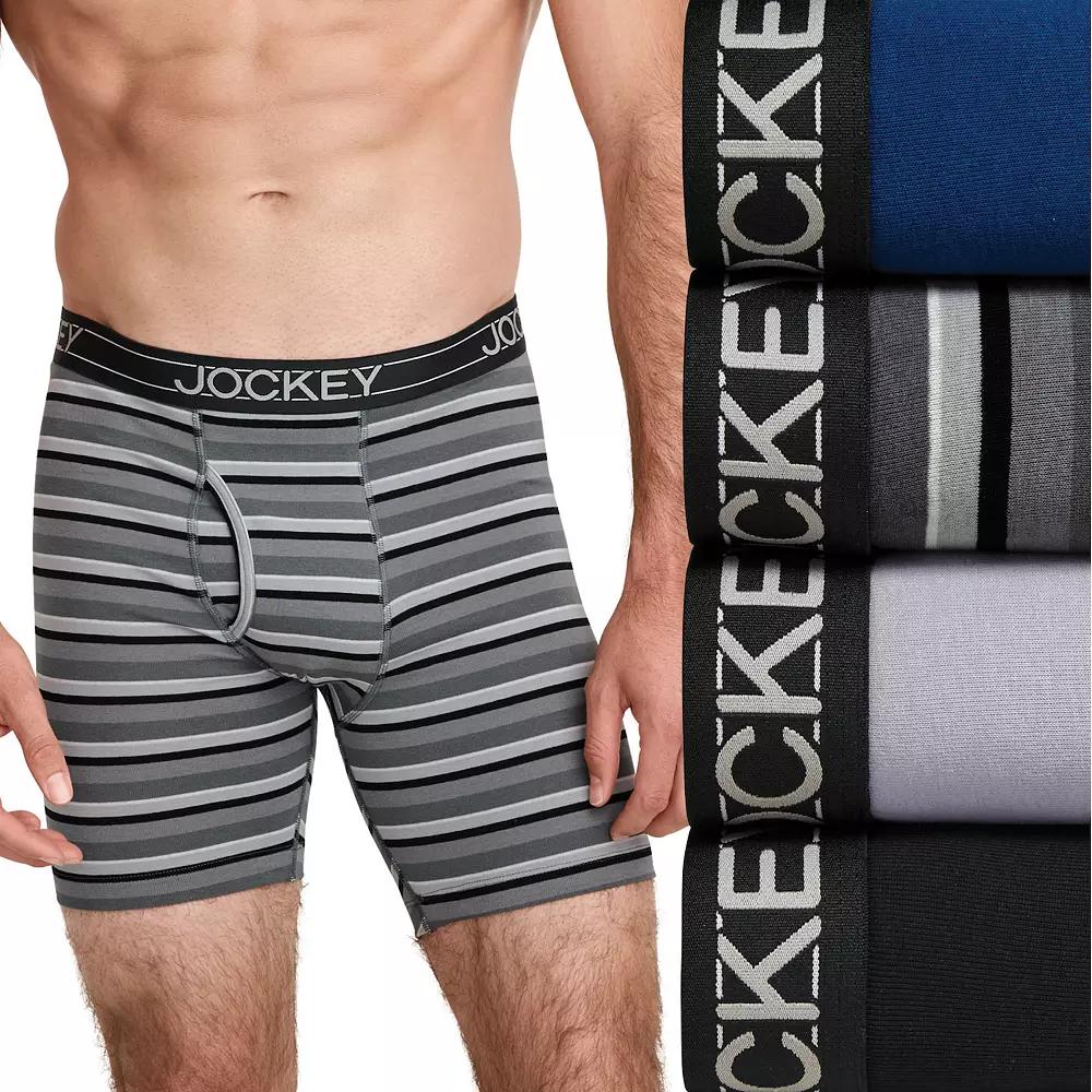 Men's Jockey® 4-Pack Lightweight Cotton Blend 7" Long Leg Boxer Brief,  Product Image