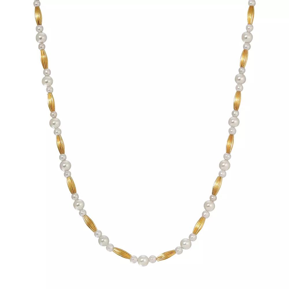 1928 Gold Tone Faux Pearl Necklace, Womens, White Product Image