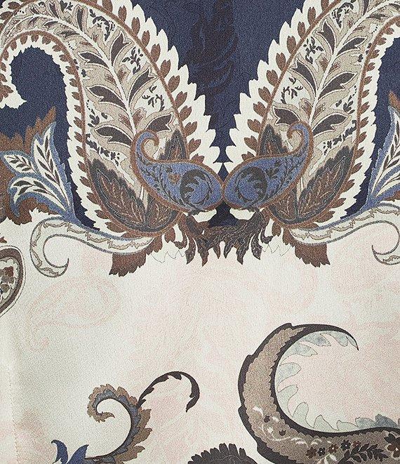 Gianni Bini Jenni Paisley Printed Satin V-Neck Long Sleeve Mini Wrap Dress Product Image